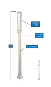 Diagram of the Toilet Stick, a hands-free way to position the seat.